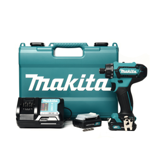 MAKITA สว่านไขควงไร้สาย 12 โวลต์ ขนาด 1/4 นิ้ว รุ่น DF033DWYE แรงบิดหมุน 28 นิวตันเมตร รวมแบตเตอรี่และแท่นชาร์จ