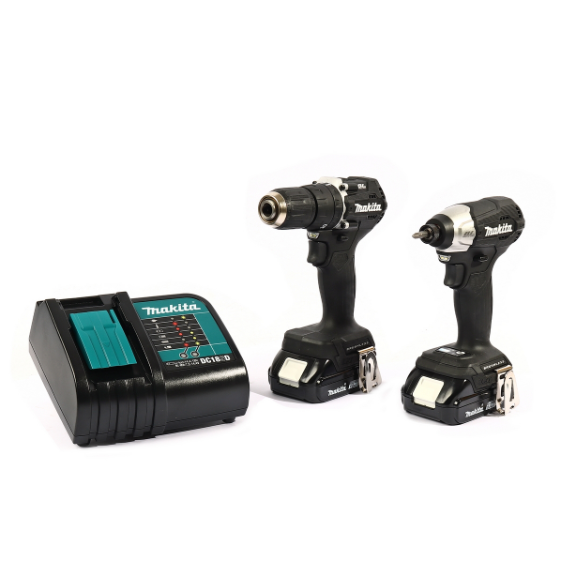 MAKITA ชุดสว่านกระแทกไร้สาย สีดำ 18V รุ่น DLX2414X7B ประกอบด้วยรุ่น DHP487+DTD157 รวมแบตเตอรี่-แท่นชาร์จ