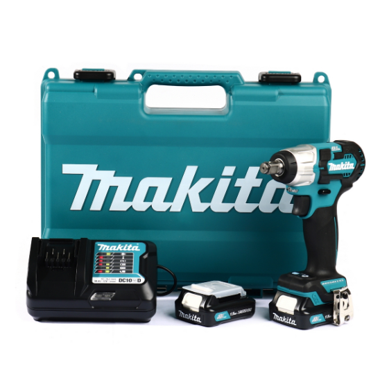 MAKITA เครื่องขันบล๊อกไร้สาย 12 โวลต์ 1/2 นิ้ว รุ่น TW161DWYE แรงบิดสูงสุด 165 นิวตันเมตร รวมแบตเตอรี่และแท่นชาร์จ 