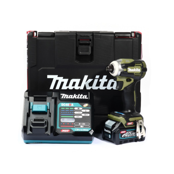 MAKITA สว่านไขควงกระแทกไร้สาย 40 โวลต์ 1/4 นิ้ว รุ่น TD001GD105 แรงบิดสูงสุด 220 นิวตันเมตร สีเขียว รวมแบตเตอรี่และแท่นชาร์จ