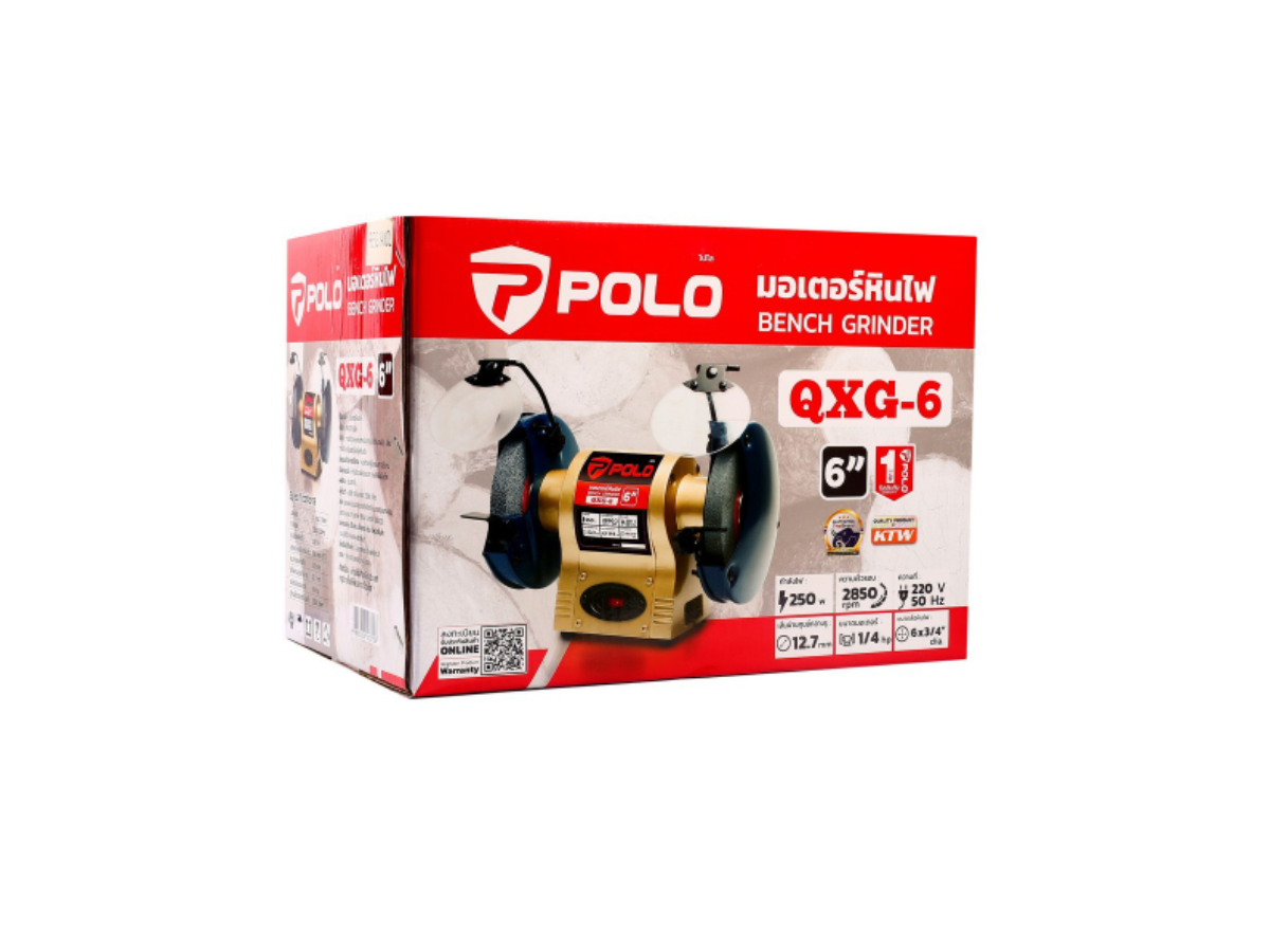 POLO มอเตอร์หินไฟ ขนาด 6 นิ้ว (150 มม.) มอเตอร์ 1/4 แรงม้า รุ่น KT QXG-6