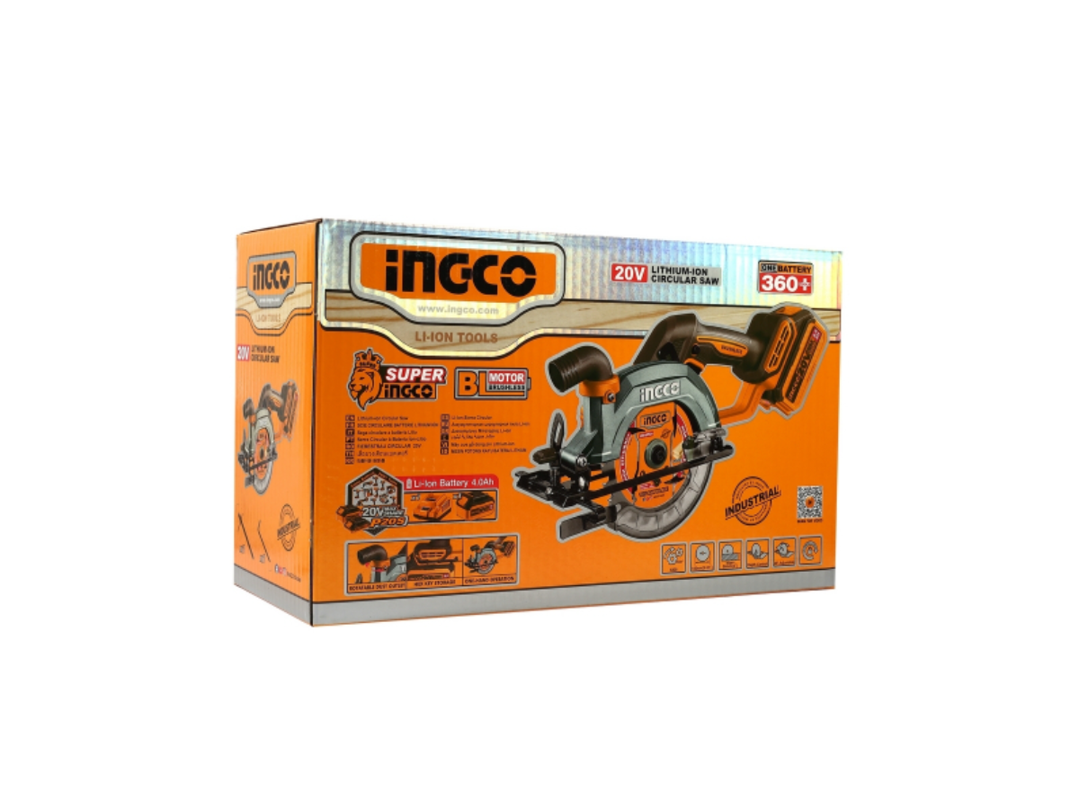 INGCO 20V-BL เลื่อยวงเดือนไร้สาย 5 นิ้ว (140 มม.) รุ่น CSLI14021 ความเร็วรอบ 6300 RPM รวมแบตเตอรี่และแท่นชาร์จ (อิงโก้)
