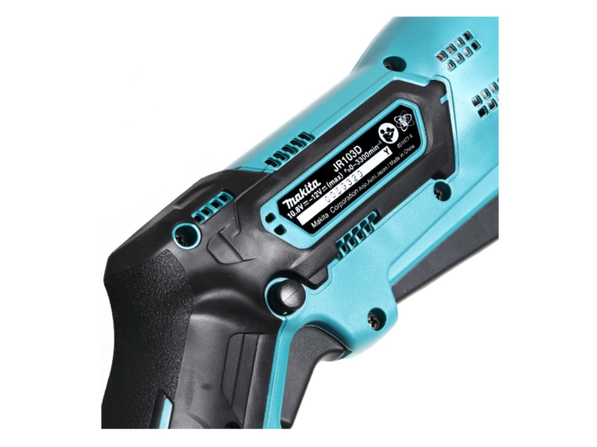 MAKITA เลื่อยชักไร้สาย 12 โวลต์ (Tool Less) รุ่น JR103DWYE ความยาวช่วงชัก 1/2 นิ้ว รวมแบตเตอรี่-แท่นชาร์จ