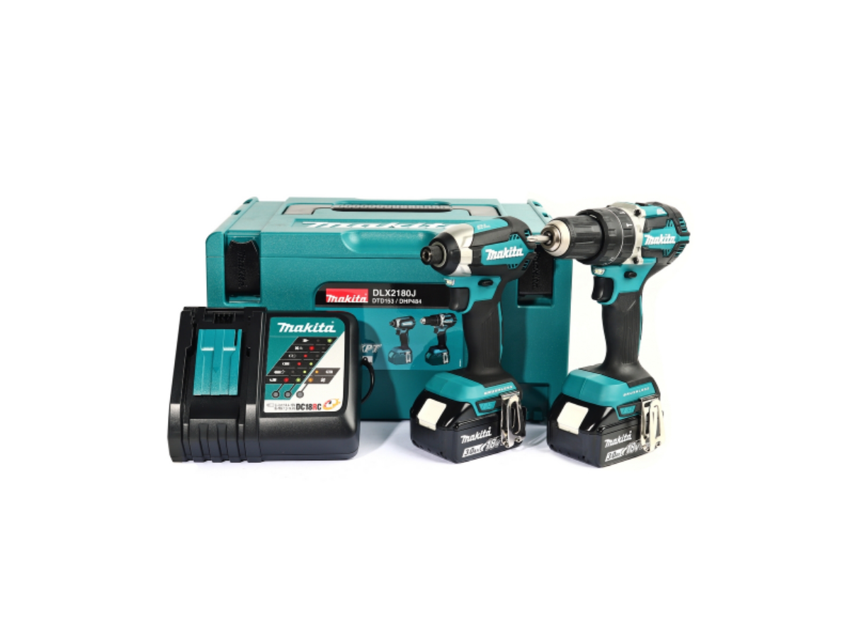 MAKITA ชุด Combo DHP484Z+DTD153Z 18 โวลต์ รุ่น DLX2180J กล่อง MAKPAC รวมแบตเตอรี่-แท่นชาร์จ