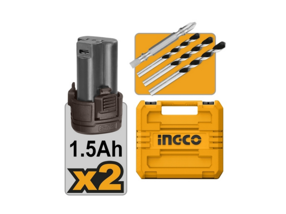 INGCO สว่านกระแทก 12V แบตเตอรี่ทรงกระบอก รุ่น CIDLI12202