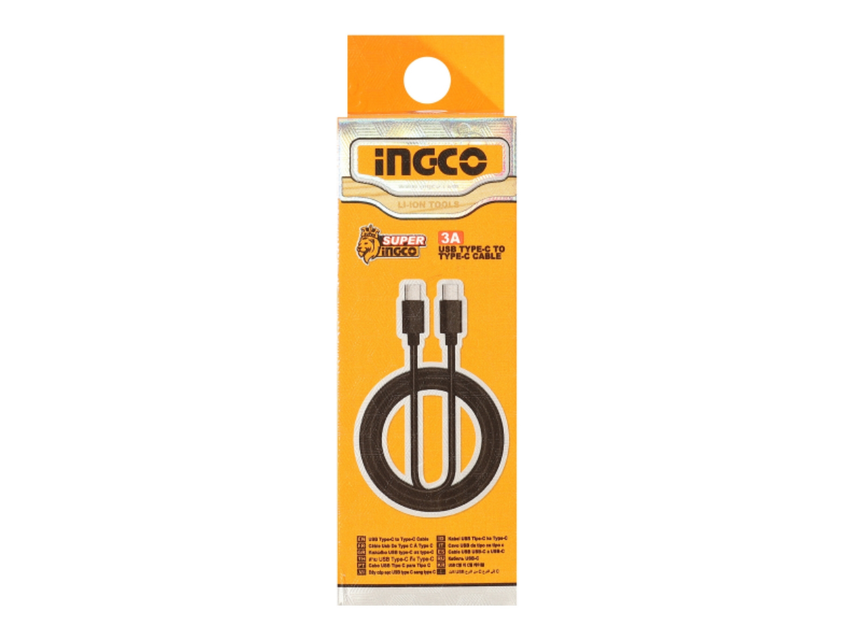 INGCO สายชาร์จ USB Type C To C รุ่น IUCC02 สายเคเบิ้ลยาว 1 เมตร กระแสไฟในการชาร์จสูงสุด 3 แอมป์