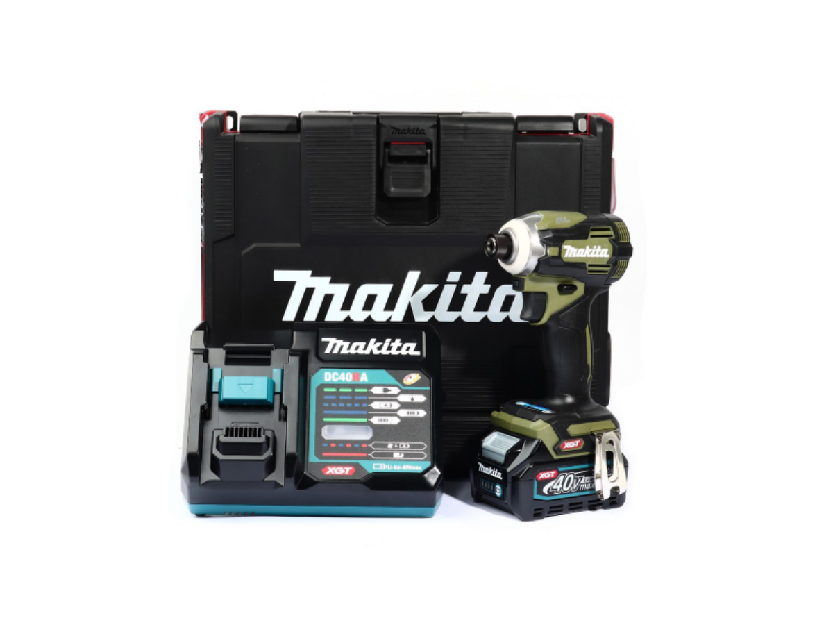 MAKITA สว่านไขควงกระแทกไร้สาย 40 โวลต์ 1/4 นิ้ว รุ่น TD001GD105 แรงบิดสูงสุด 220 นิวตันเมตร สีเขียว รวมแบตเตอรี่และแท่นชาร์จ